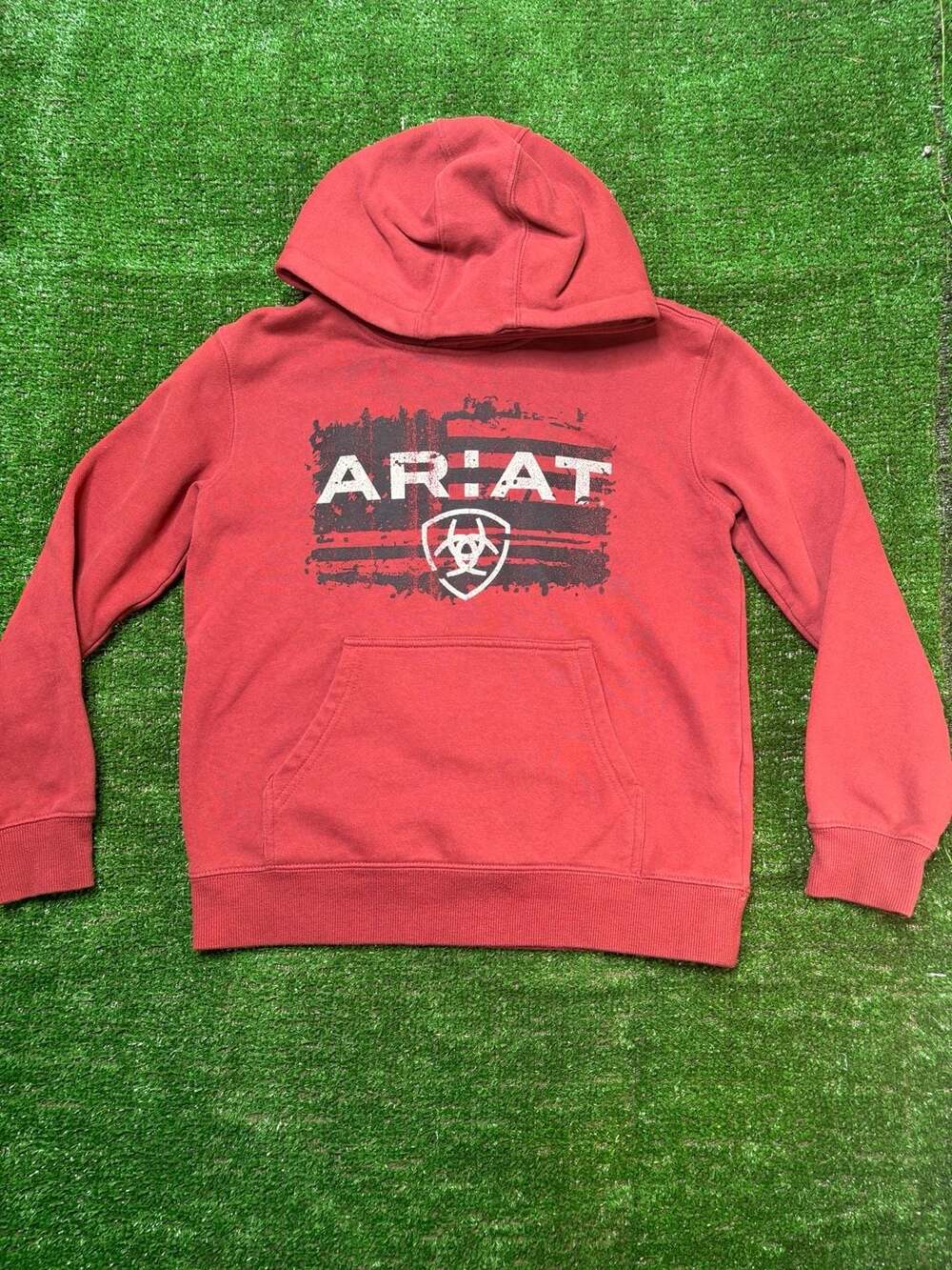 Ariat Red American Flag Logo Hooded Sweatshirt Hoodie